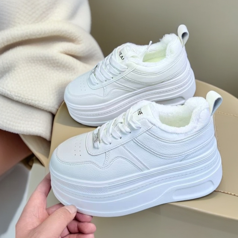 8公分增高厚底轻质新款真皮面女鞋小白鞋网红百搭小个子四季女鞋