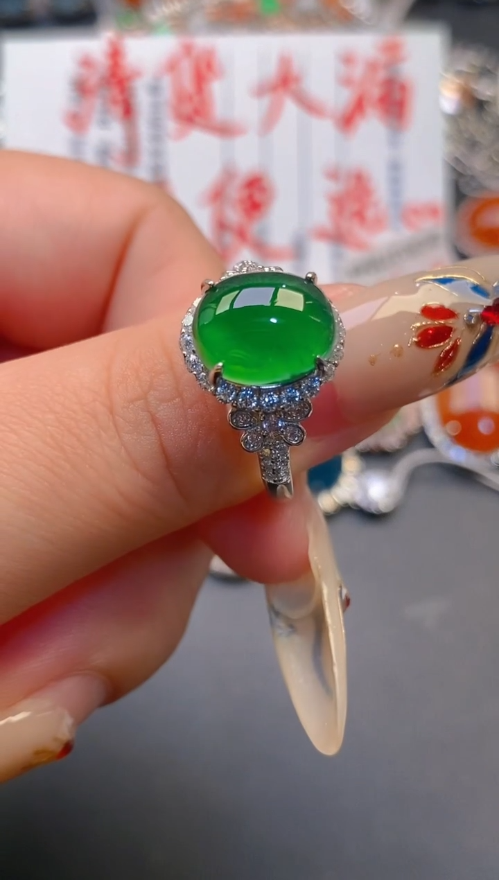 【闪购商品】翡翠耳饰银S925镶嵌天然A货翡翠1