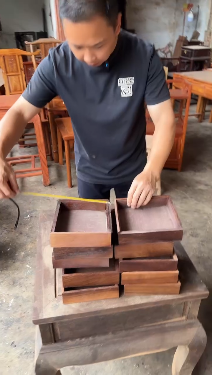 黑胡桃木四方形多功能盒发2个