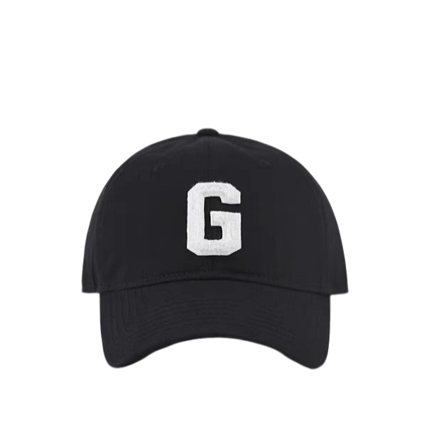 Fg黑色帽子G字母软顶棒球帽显脸小遮阳防晒鸭舌帽