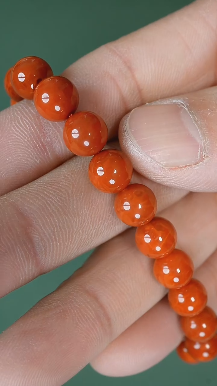 未镶嵌手串南红玛瑙火焰纹圆珠手串