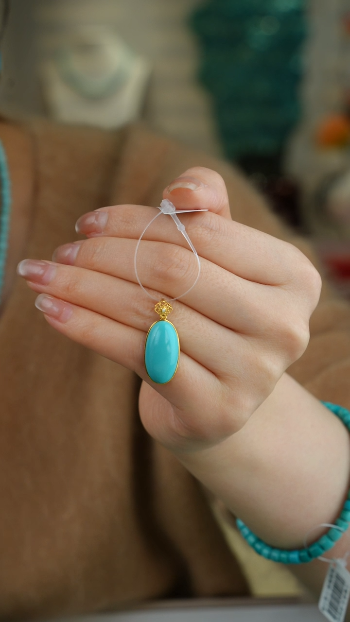 【闪购商品】绿松石吊坠(不含链)18K金镶嵌1