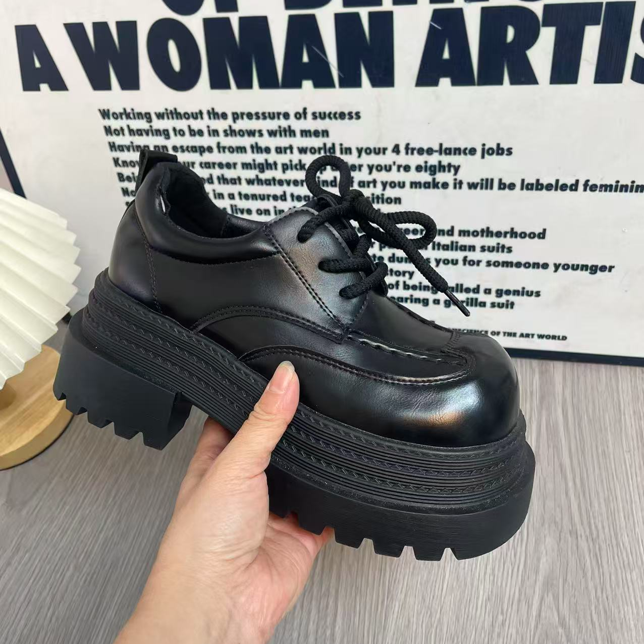 厚底乐福鞋女2025四季百搭松糕新款复古百搭小单鞋小个子增高短靴