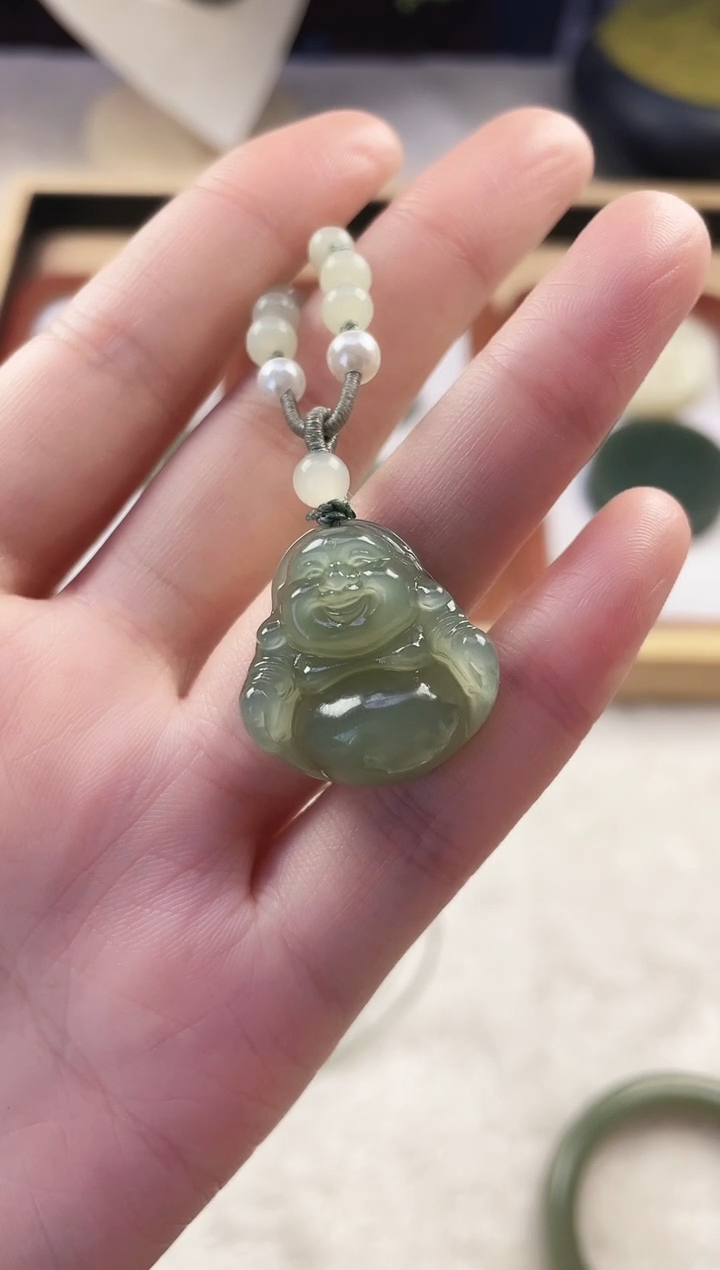 颈饰未镶嵌和田玉25mm佛公