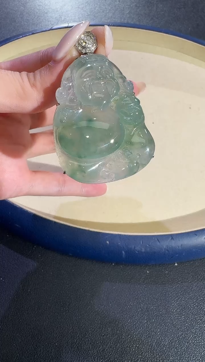 吊坠(不含链)18K金镶嵌翡翠【源头工厂】钻石镶嵌