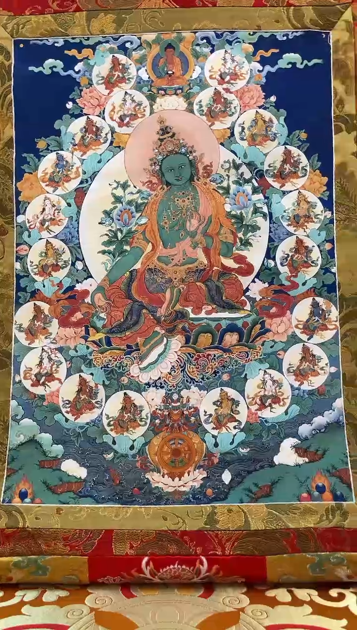 【闪购商品】卷轴画矿物质喷绘  21度母1.3m金色龙布