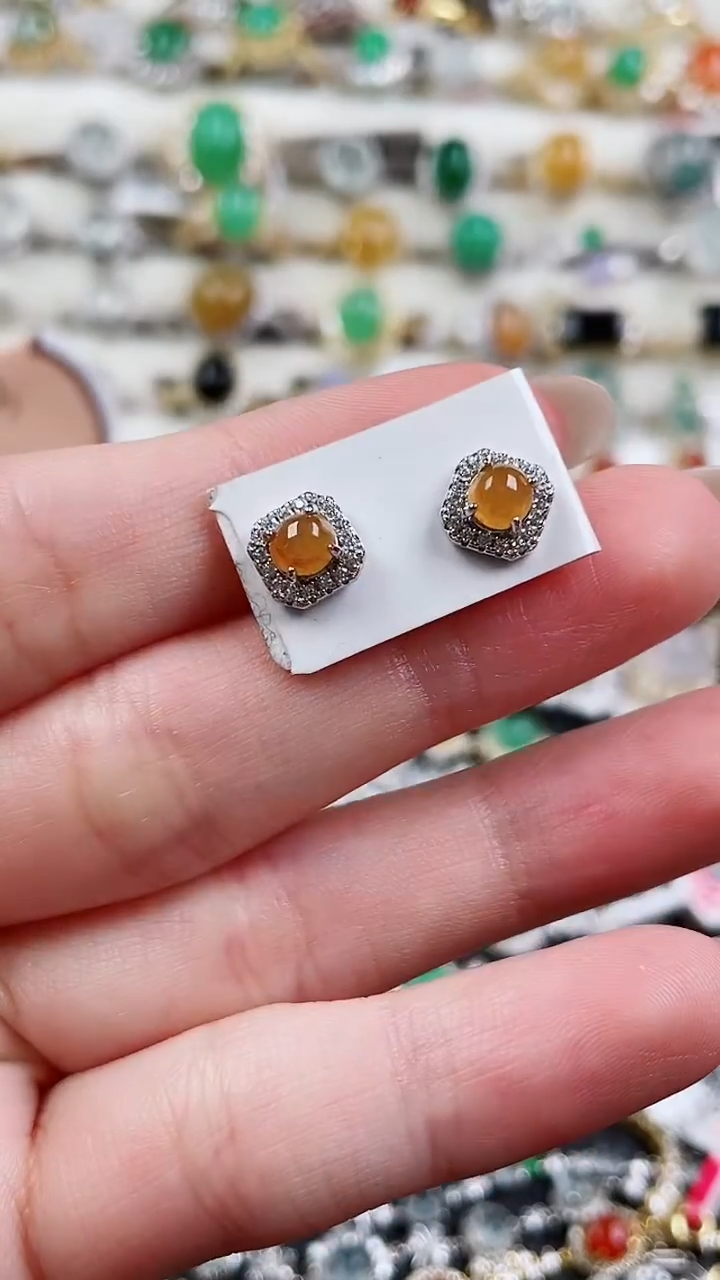 银S925镶嵌翡翠耳饰150