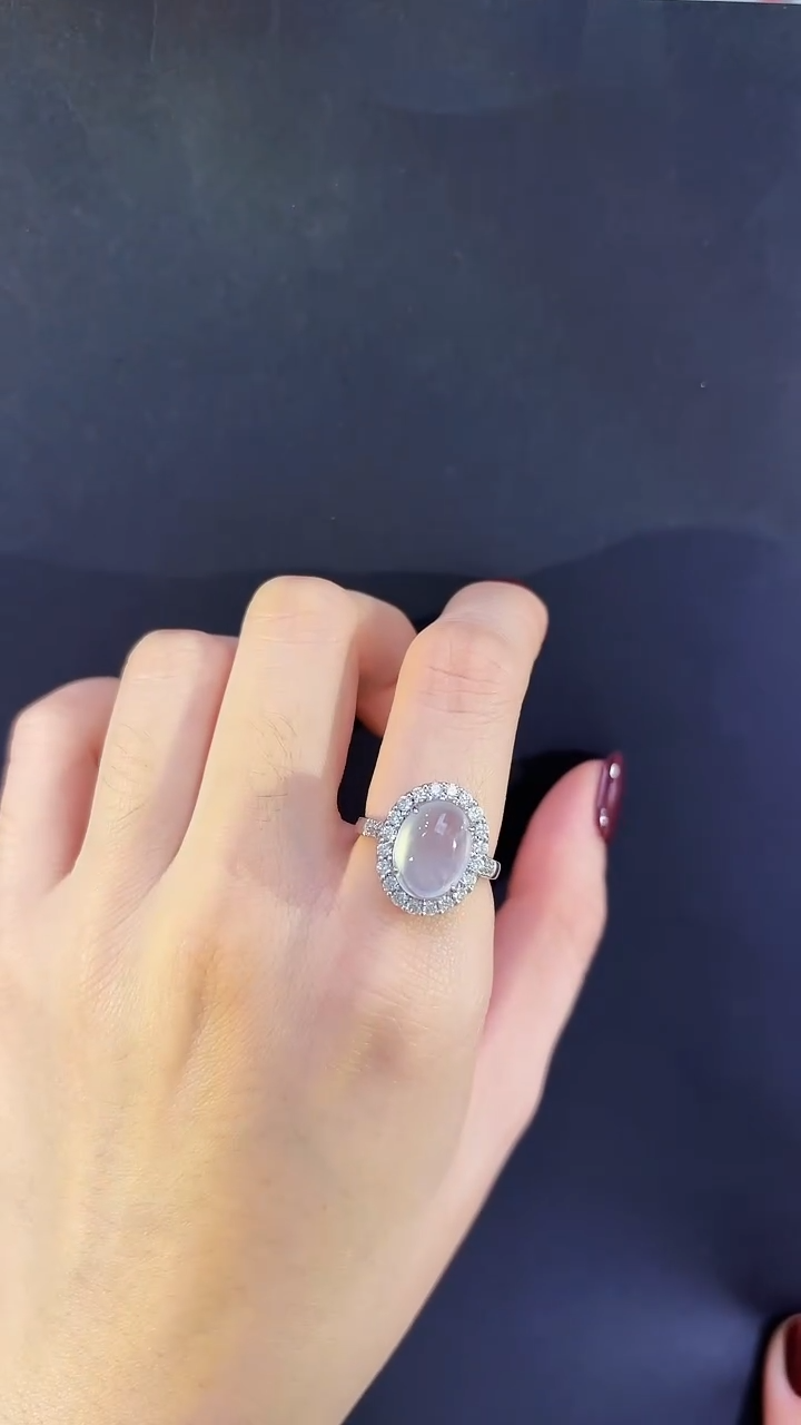 【闪购商品】翡翠戒指18K金镶嵌翡翠蛋面戒指多人不退不换