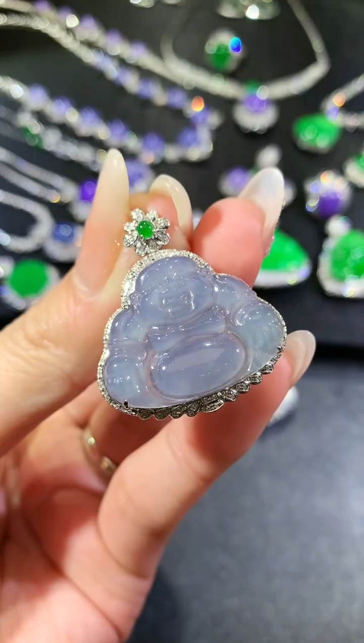 【闪购商品】翡翠吊坠(不含链)18K金镶嵌28-佛公