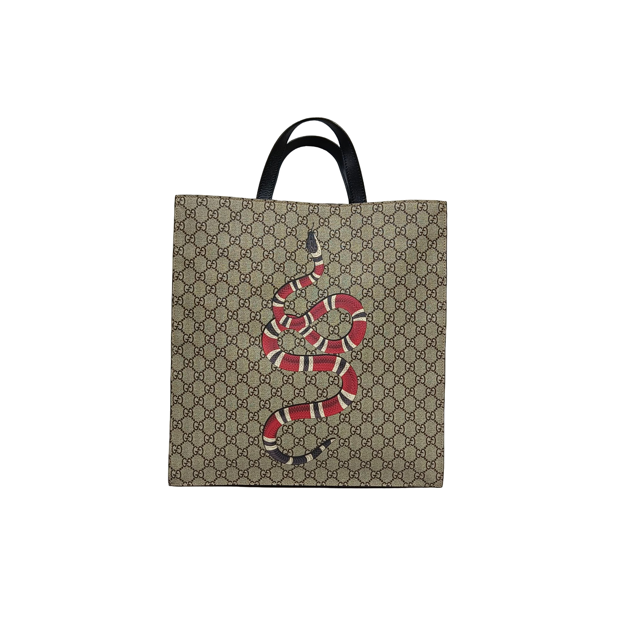 99新 GUCCI/古驰 男奢侈品双G印花珊瑚蛇印花单肩手提托特包/0637