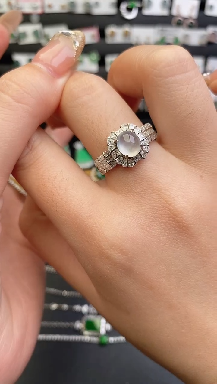 银S925镶嵌戒指翡翠0