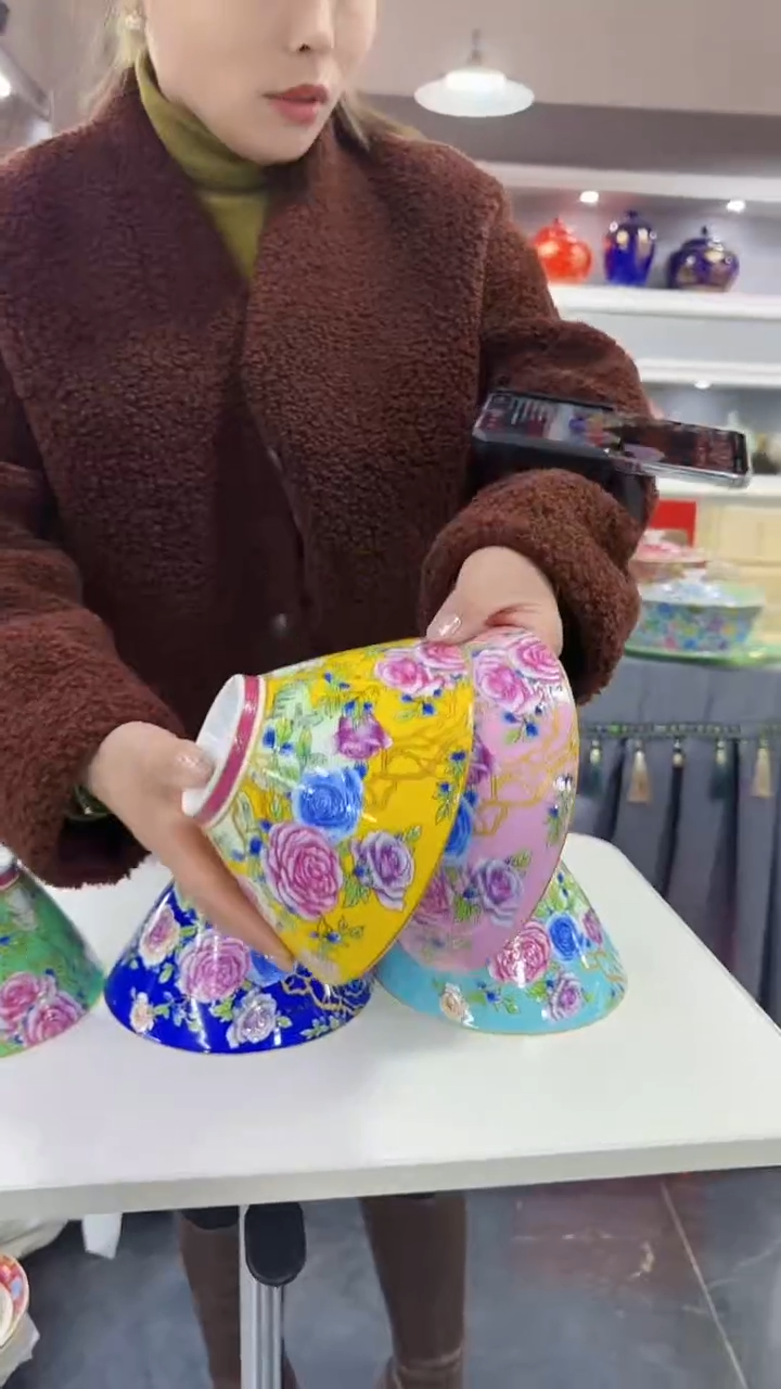 【闪购商品】瓷片斗笠碗6英寸面碗混色2个景德镇陶瓷
