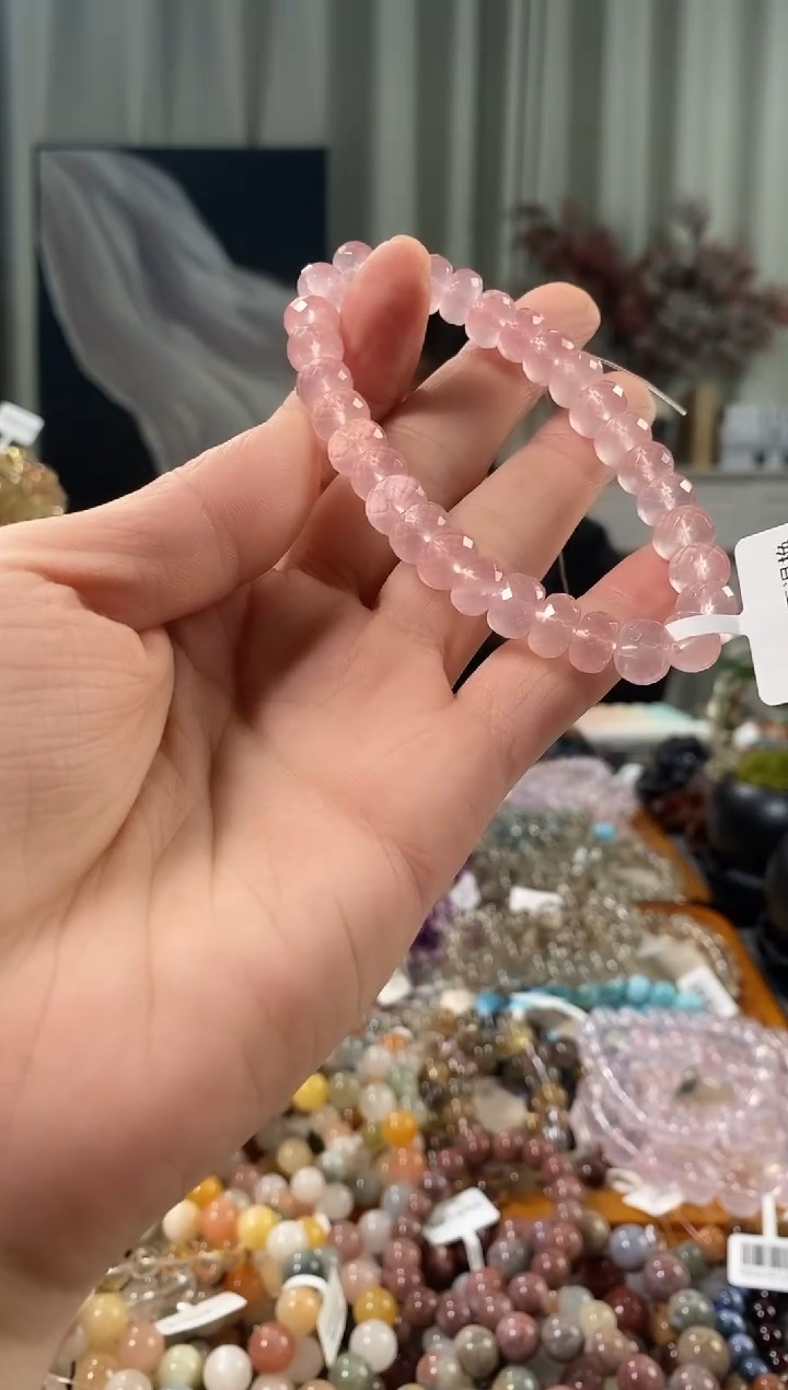未镶嵌手链水晶粉水晶