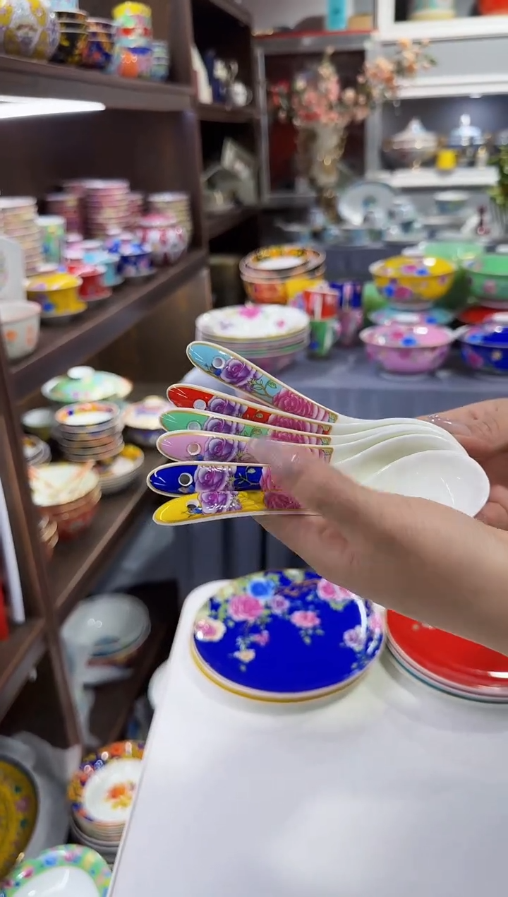 珐琅小勺子六个景德镇陶瓷  