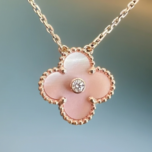 【直播福利】18K金钻石粉单花项链 CZ (定制品质48小时鉴赏期) N