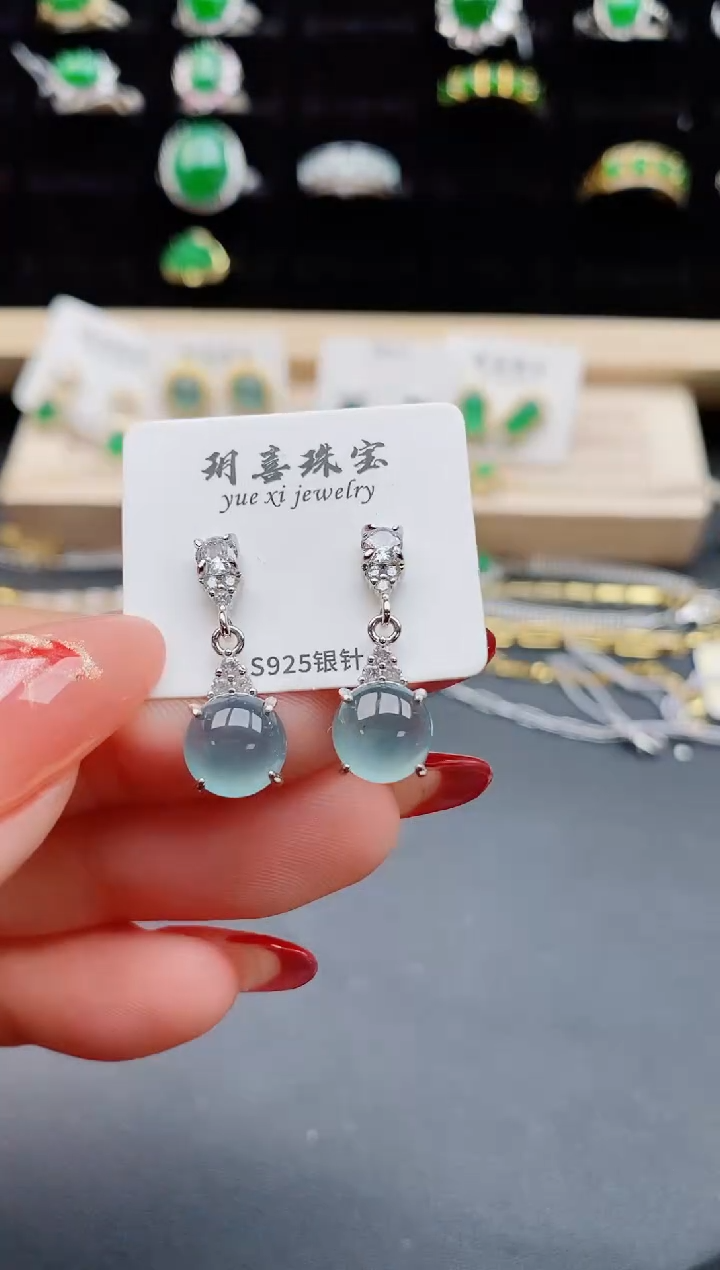 【闪购商品】翡翠耳饰银S925镶嵌321321