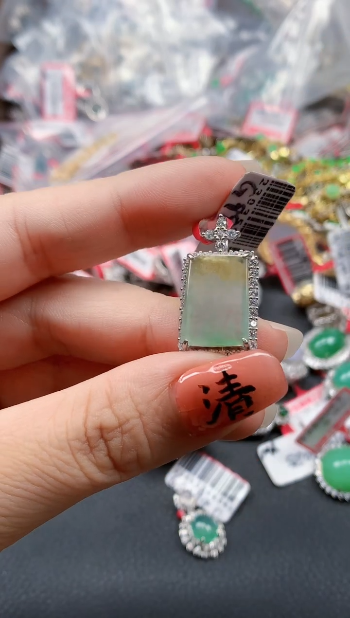 银S925镶嵌戒指翡翠天然A货缅甸翡翠