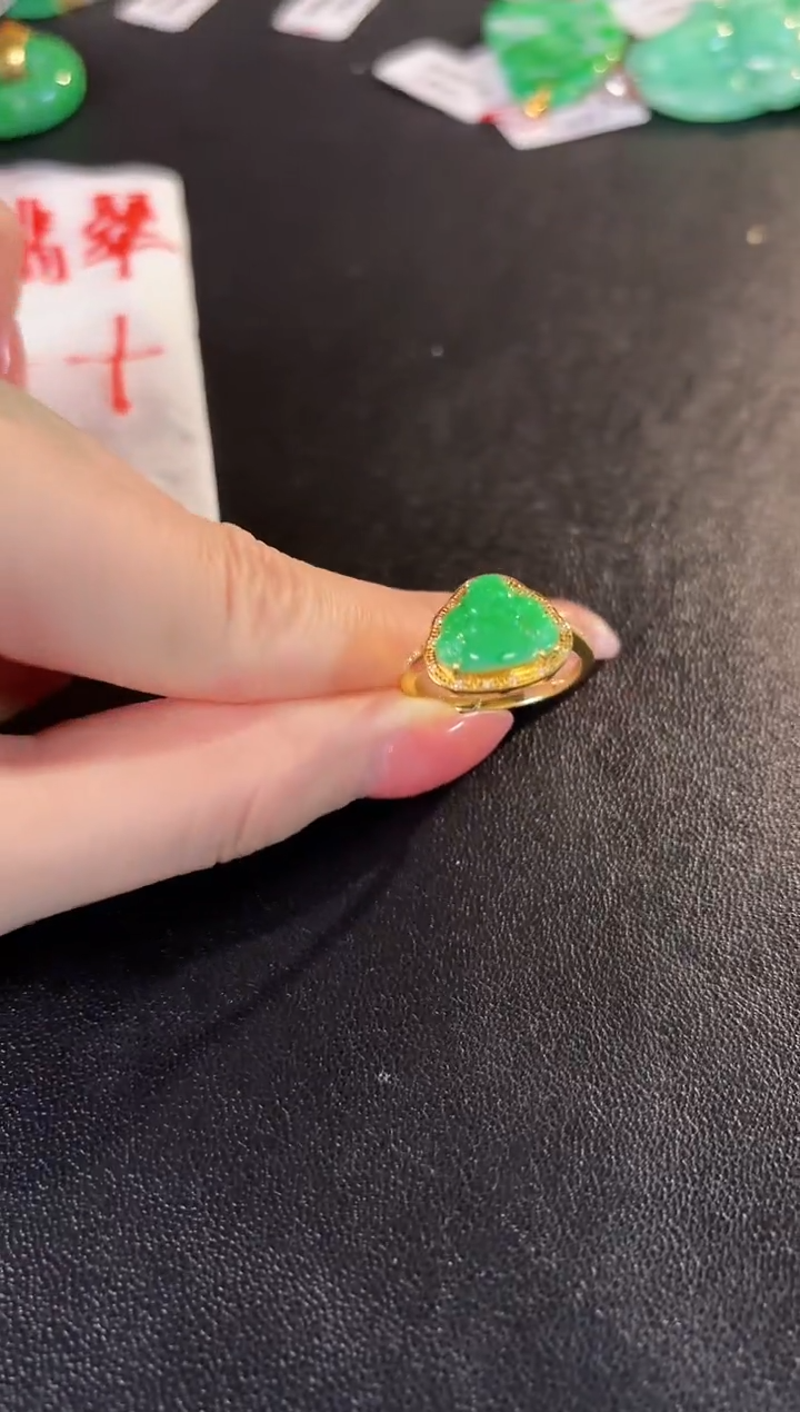【闪购商品】翡翠戒指18K金镶嵌缅料A货/支持复检/一件