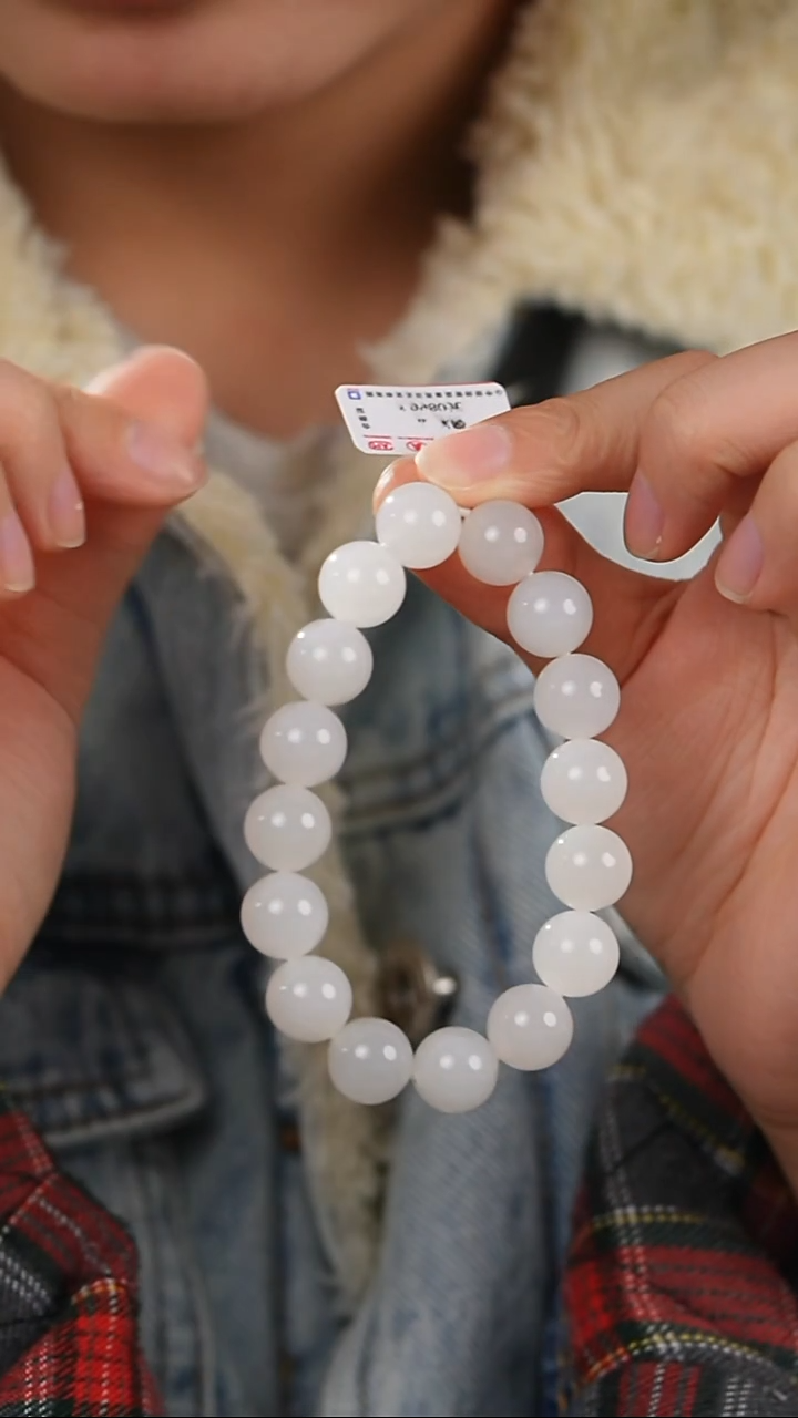 未镶嵌手串和田玉白玉卡12mm手串多样性发一