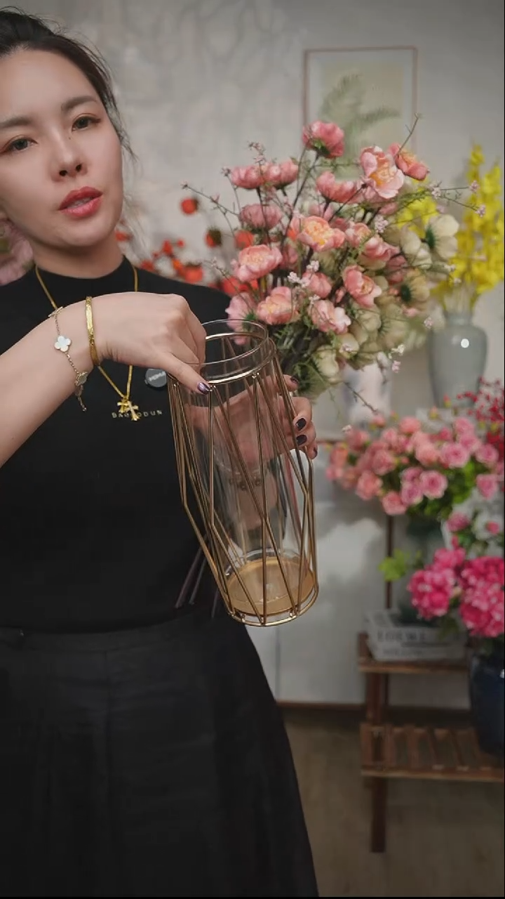大号花瓶玻璃带电镀花器