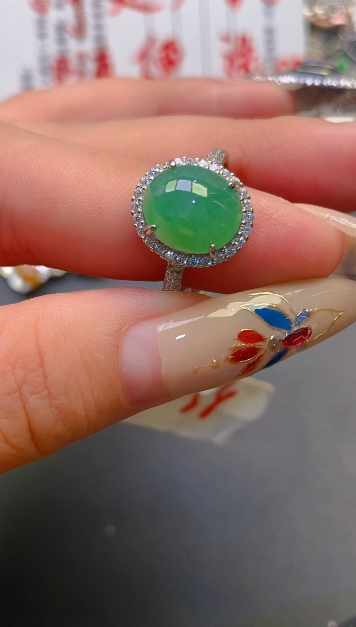 【闪购商品】翡翠耳饰银S925镶嵌天然A货翡翠1