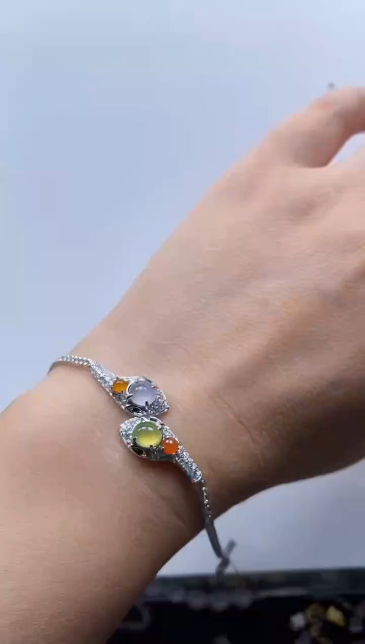 【闪购商品】翡翠手链银S925镶嵌手链