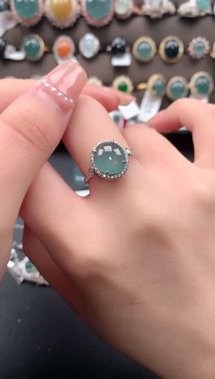 【闪购商品】翡翠戒指银S925镶嵌52114
