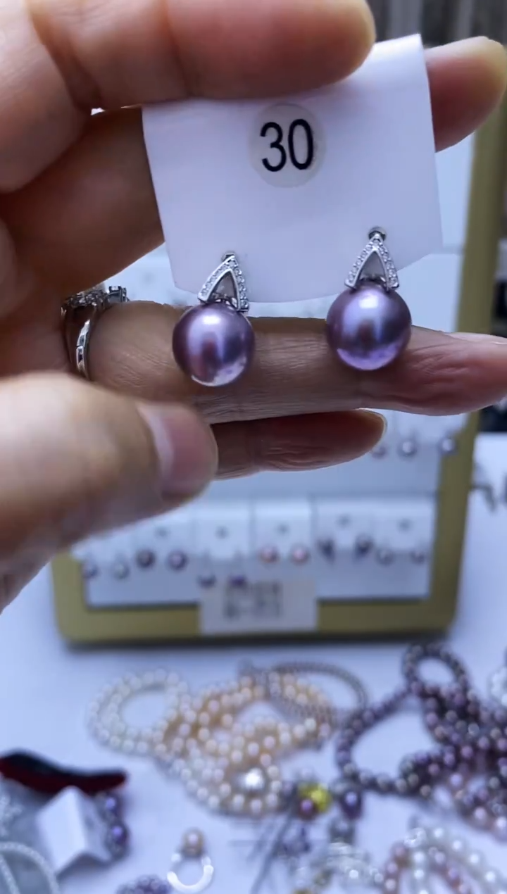 银S925镶嵌耳饰淡水珍珠30