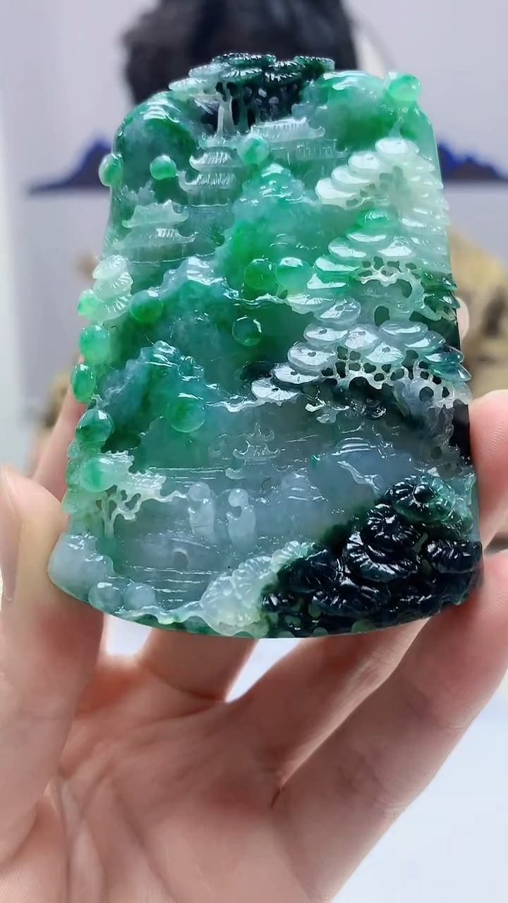 【闪购商品】定制翡翠未镶嵌4688zm-毛货赠珠链山水209