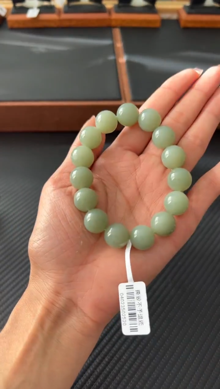 未镶嵌手串和田玉且末微色差近矿卡14JP