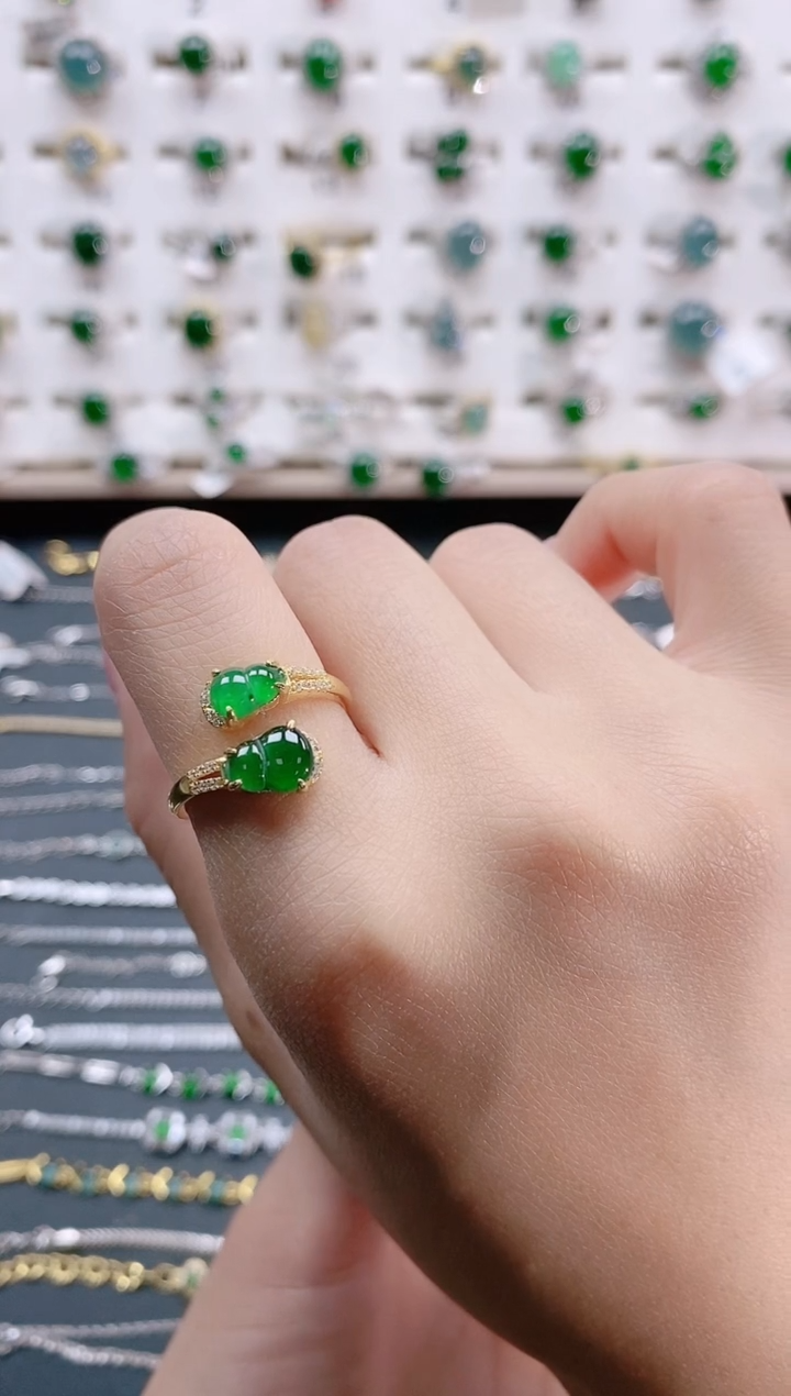 【闪购商品】翡翠戒指银S925镶嵌天然翡翠