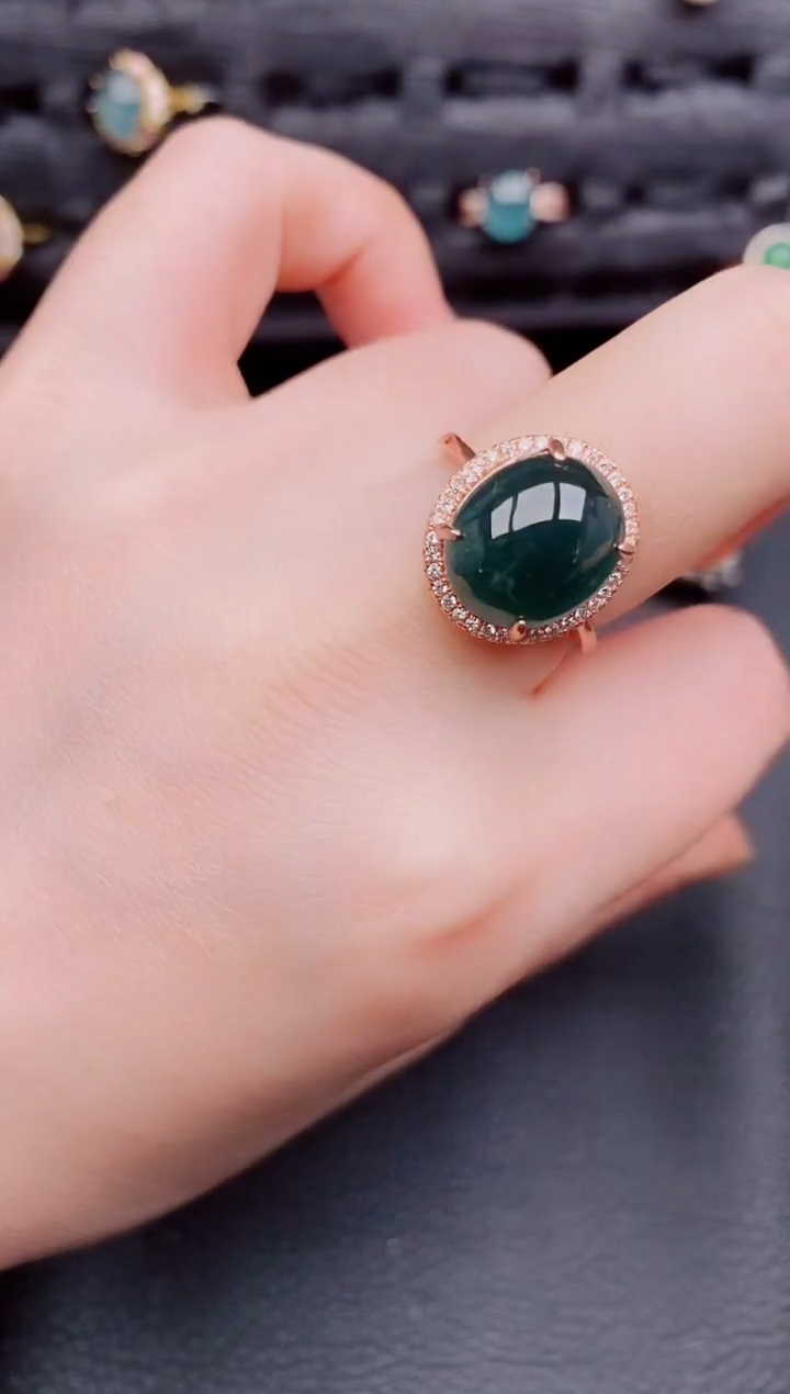 【闪购商品】翡翠戒指银S925镶嵌天然a货翡翠568