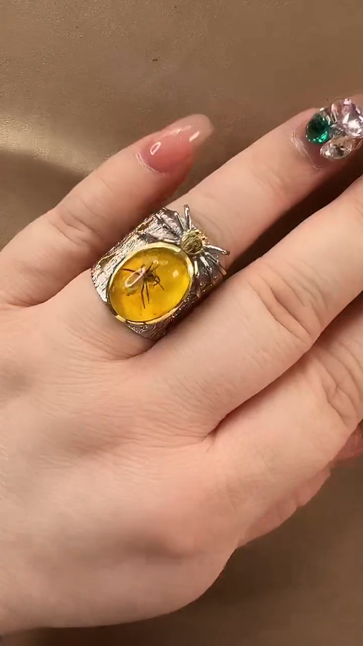 琥珀颈饰未镶嵌戒指