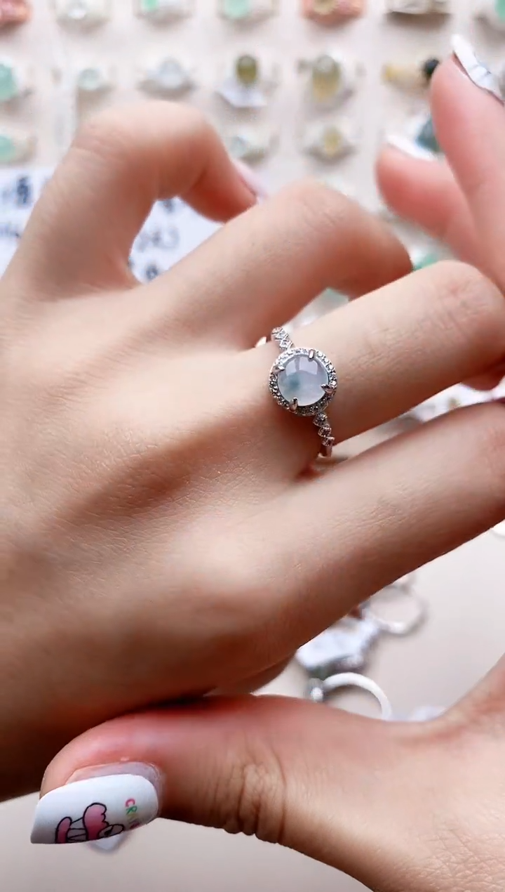 【闪购商品】翡翠戒指银S925镶嵌缅甸翡翠