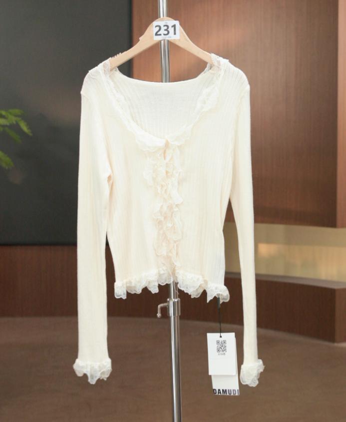 6106杏  气质长袖针织衫时尚显瘦休闲百搭秋季