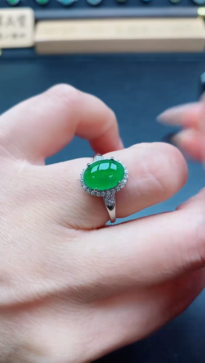银S925镶嵌戒指翡翠1
