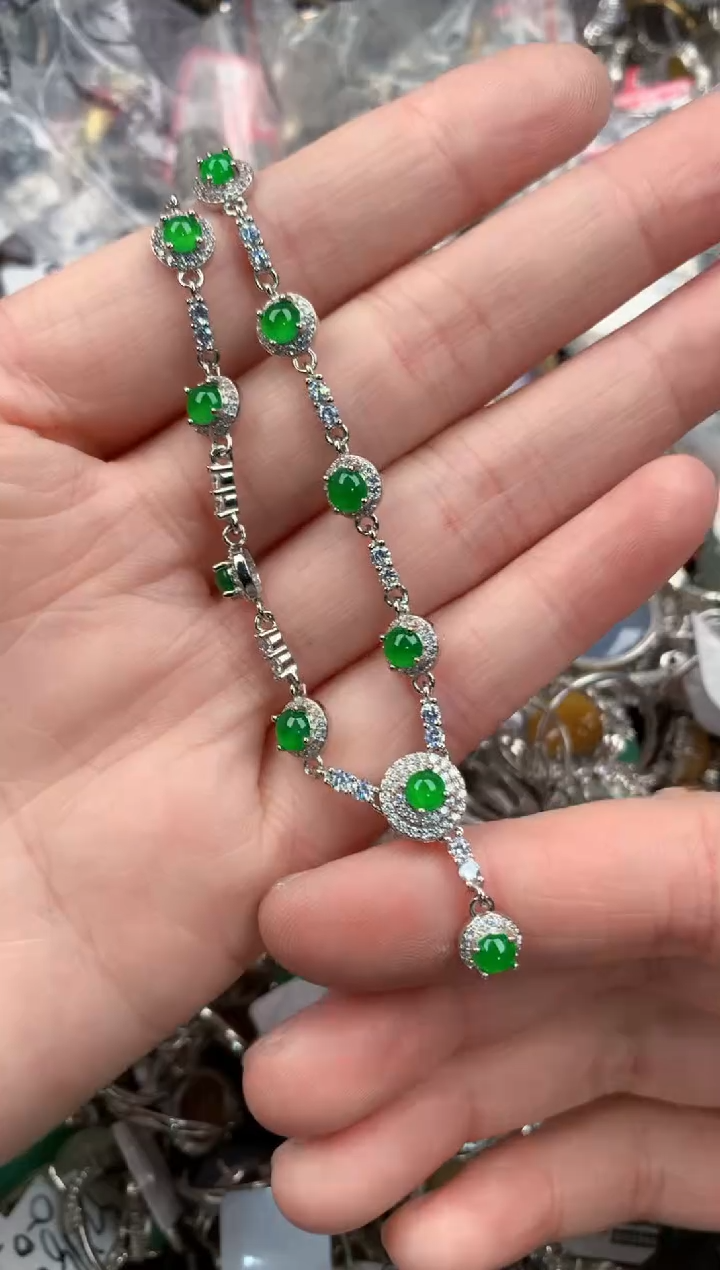 银S925镶嵌戒指翡翠555      4