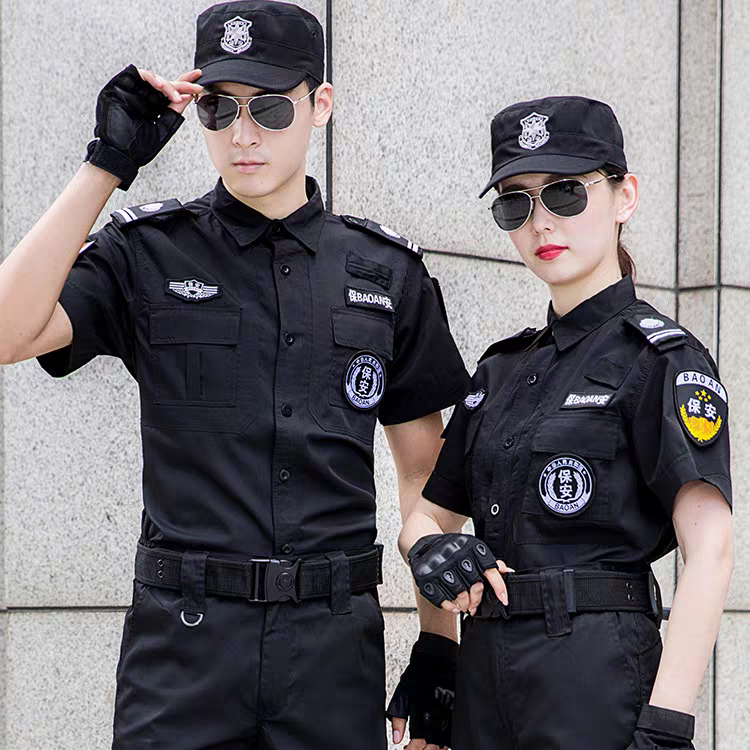 保安工作服夏装夹克保安服短袖黑色夏季保安制服薄款套装男作训服