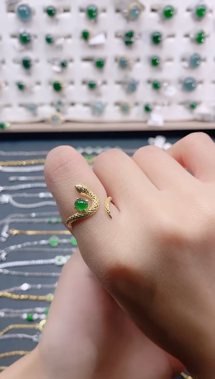 【闪购商品】翡翠戒指银S925镶嵌天然翡翠