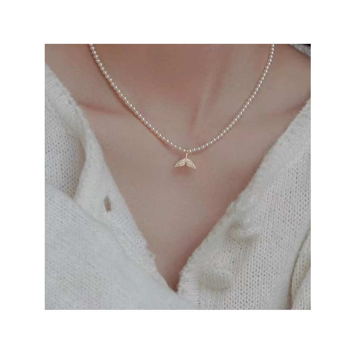 非金属仿珍珠项链 5681号2117600K#012#法式气质百搭鱼尾质感项链