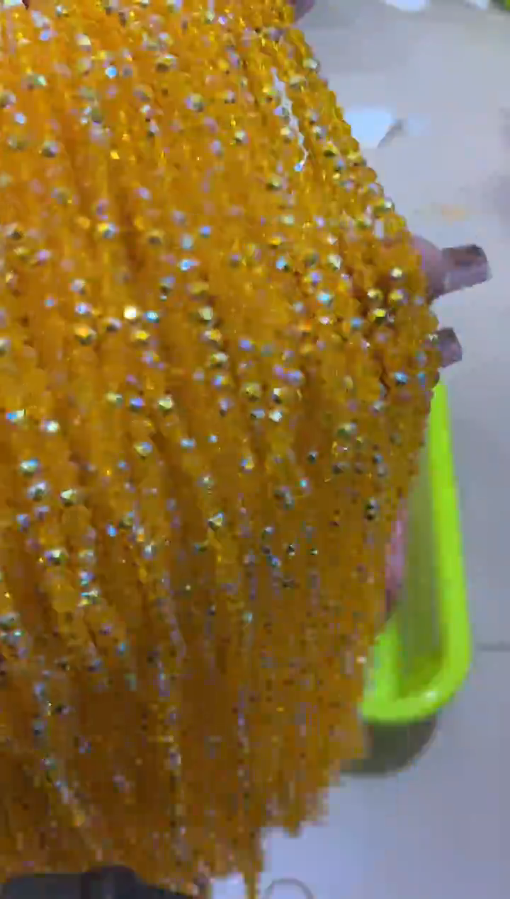 玻璃28154卡4水晶扁10条进口彩金黄