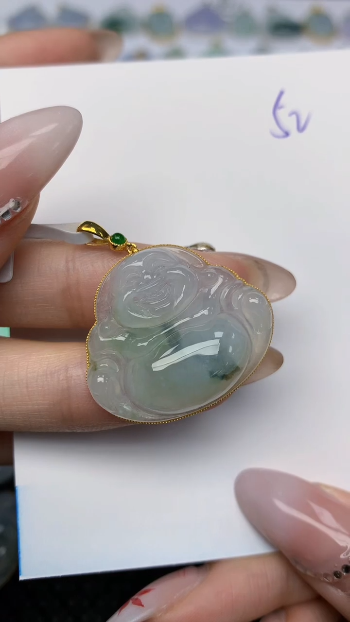 【闪购商品】翡翠颈饰18K金镶嵌天然翡翠A货 56