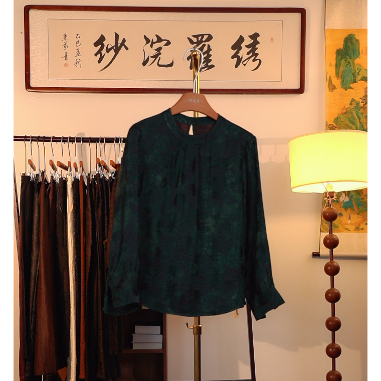 【夜半吟雨-香云纱衬衫】中式重工香云纱衬衫4625