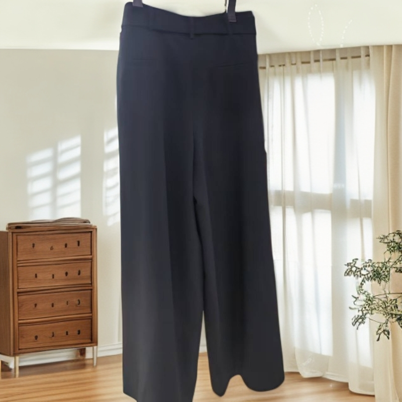 【21-50】百搭纯色高腰宽松长裤立体剪裁夏季休闲裤