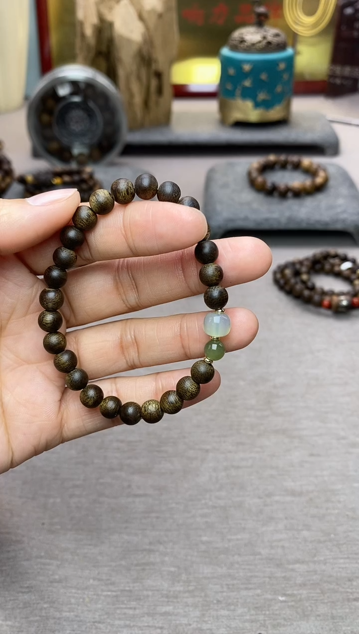 【闪购商品】沉香手串芽庄白棋老料沉水06单圈设计