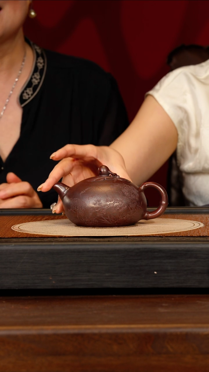茶壶紫砂宜兴紫砂ZXJ 明琉璃红砂 蟠桃 300cc