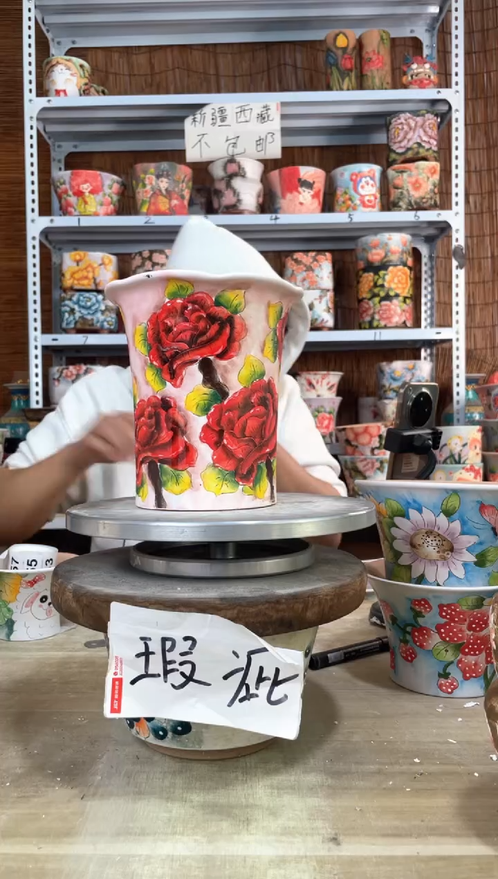 【闪购商品】摆件353陶花岛多肉陶瓷花盆罐——微瑕