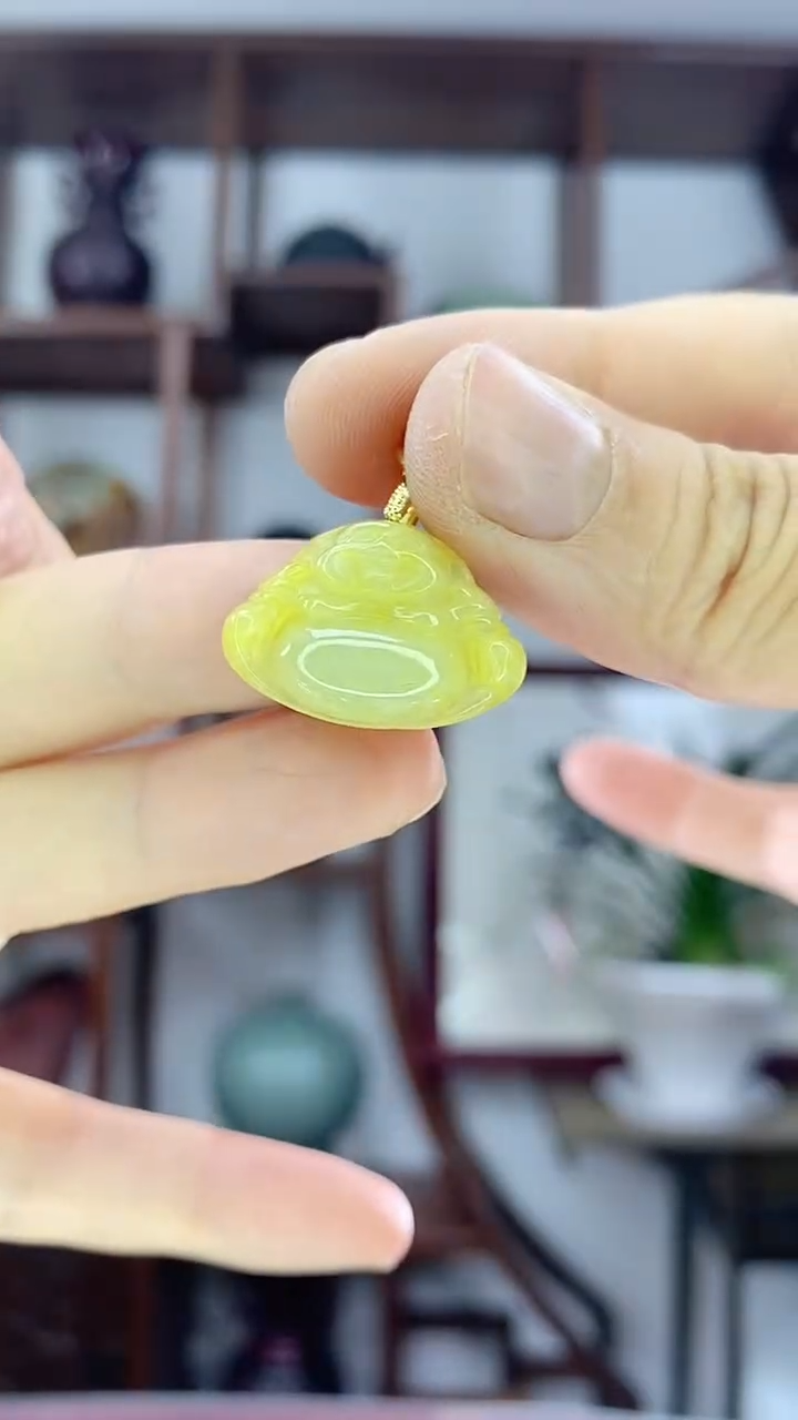 吊坠(赠链)未镶嵌翡翠X53黄翡佛公