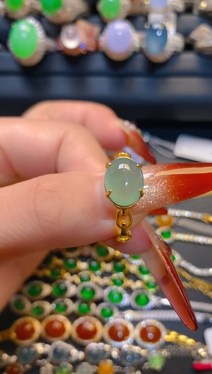 翡翠银S925镶嵌耳饰天然