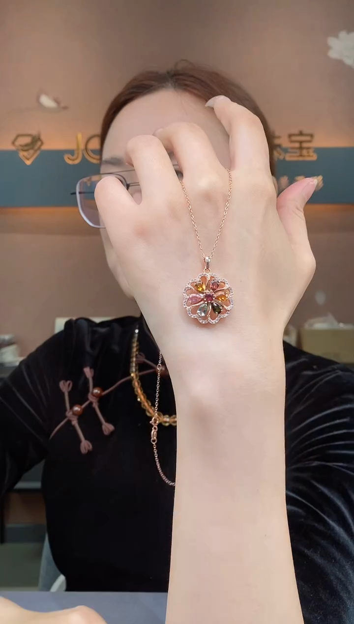 【闪购商品】碧玺吊坠银S925镶嵌碧玺吊坠（多样性发其一）